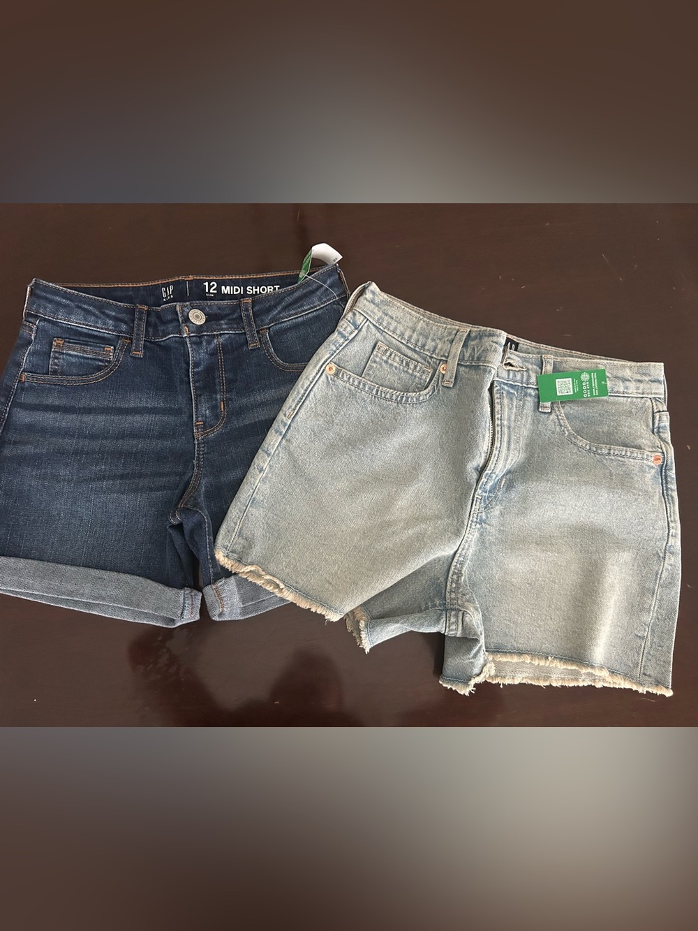 Set of 2 Gap Kids Dark Blue and Light Blue Denim Shorts NWT Sz 12